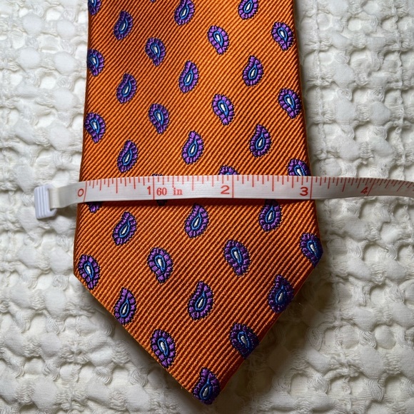 Robert Talbott orange with purple and blue paisley print Tie - Picture 4 of 4